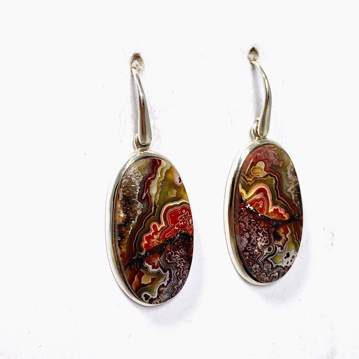 Crazy Lace Agate Oval Earrings PEGJ140 - Nature's Magick