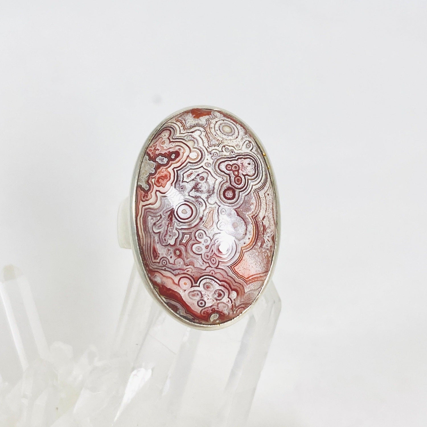 Crazy Lace Agate Oval Ring Size 8.5 PRGJ289 - Nature's Magick