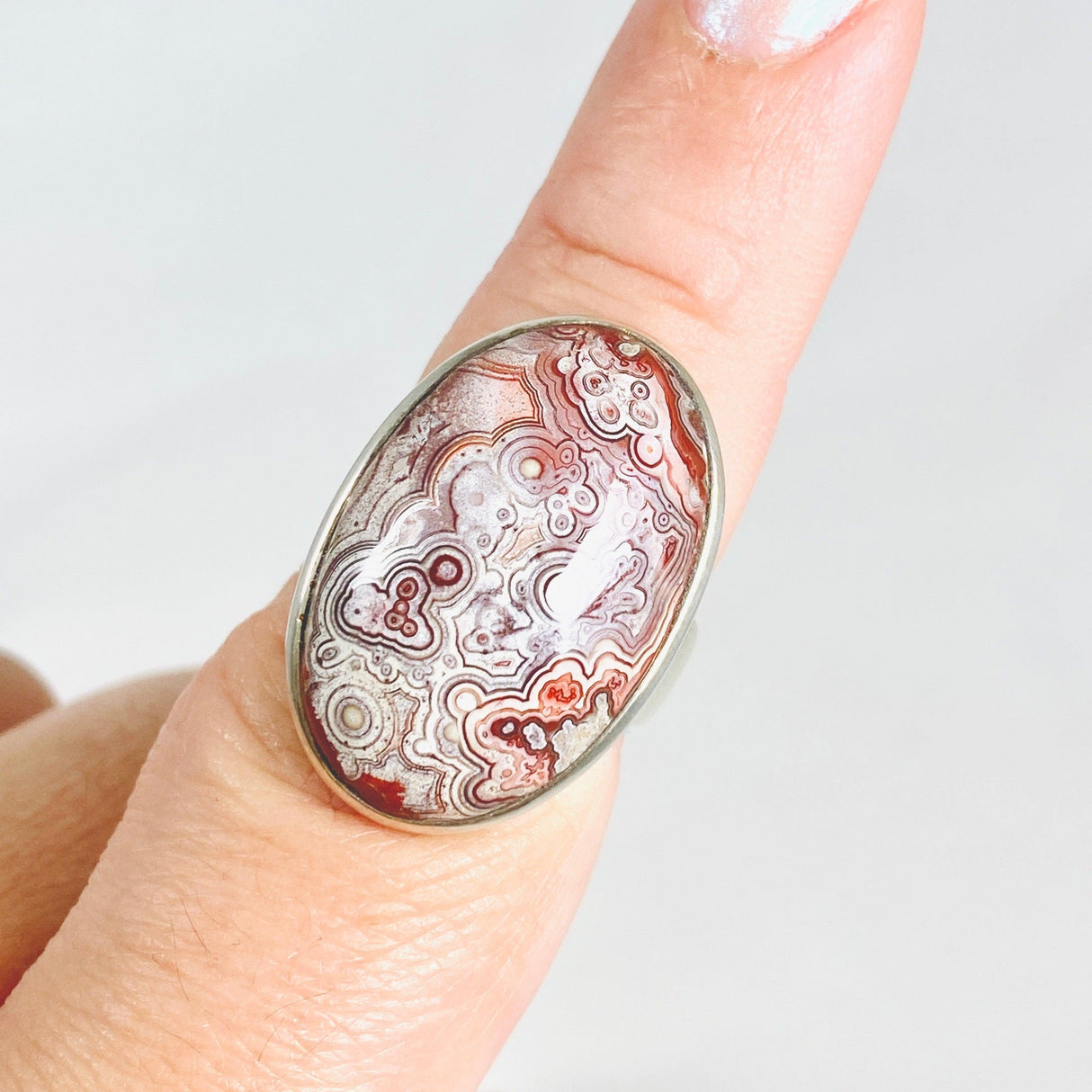 Crazy Lace Agate Oval Ring Size 8.5 PRGJ289 - Nature's Magick