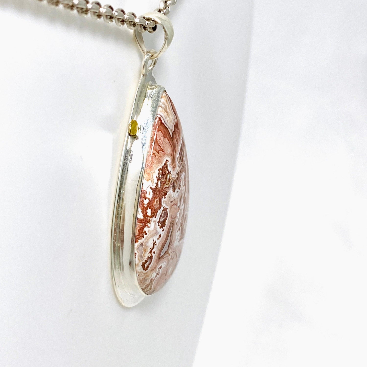 Crazy Lace Rosetta Stone Teardrop Pendant in a Decorative Setting KPGJ4452 - Nature's Magick