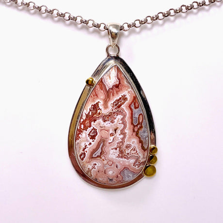 Crazy Lace Rosetta Stone Teardrop Pendant in a Decorative Setting KPGJ4452 - Nature's Magick