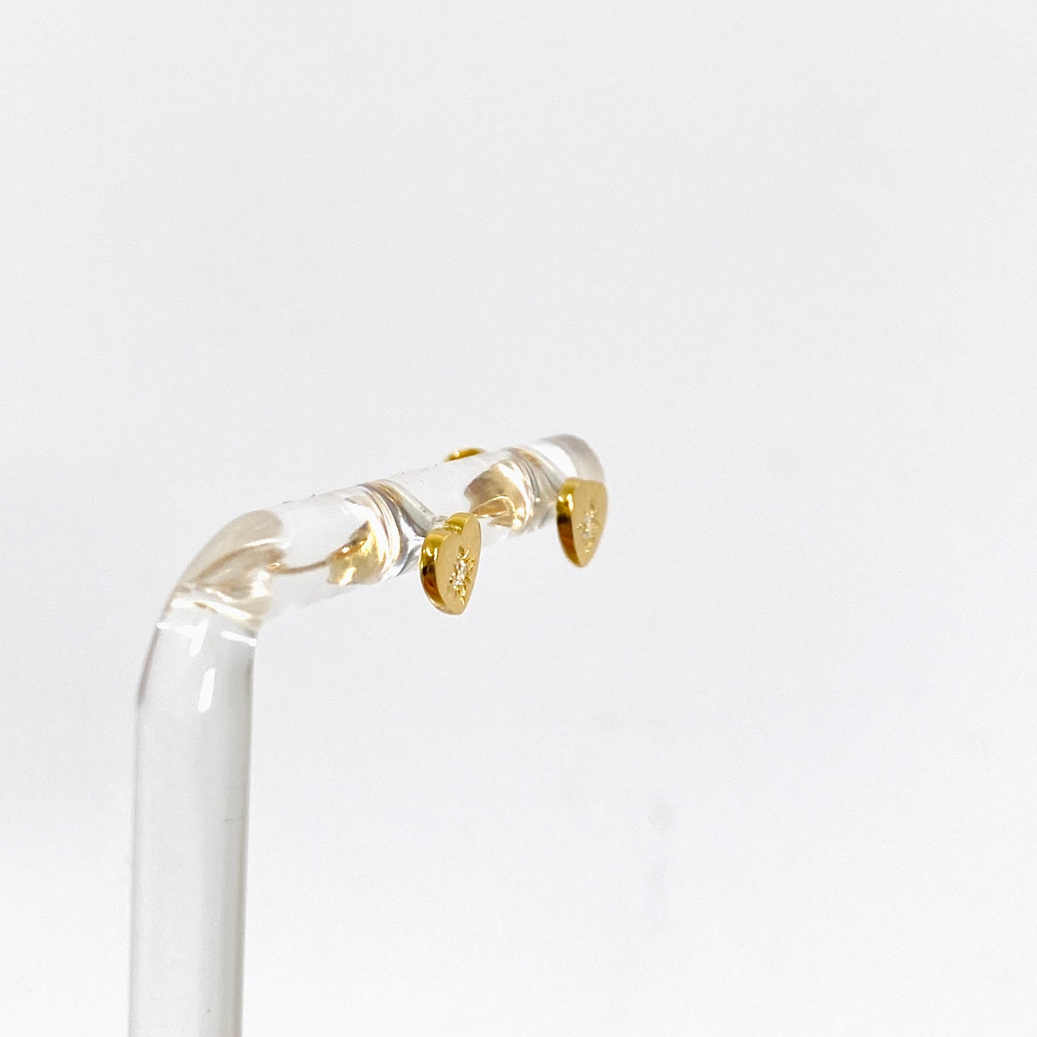 Cubic Zirconia Gold Plated Heart Stud Earrings SE1063-YG