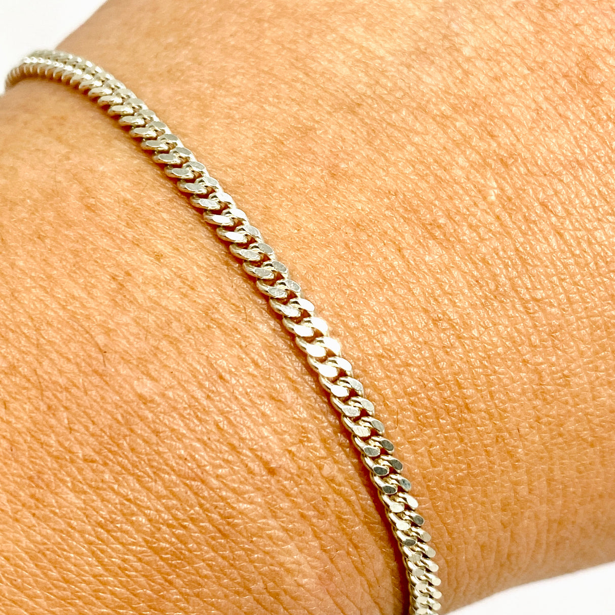 Curb Chain Sterling Silver Bracelet 3mm