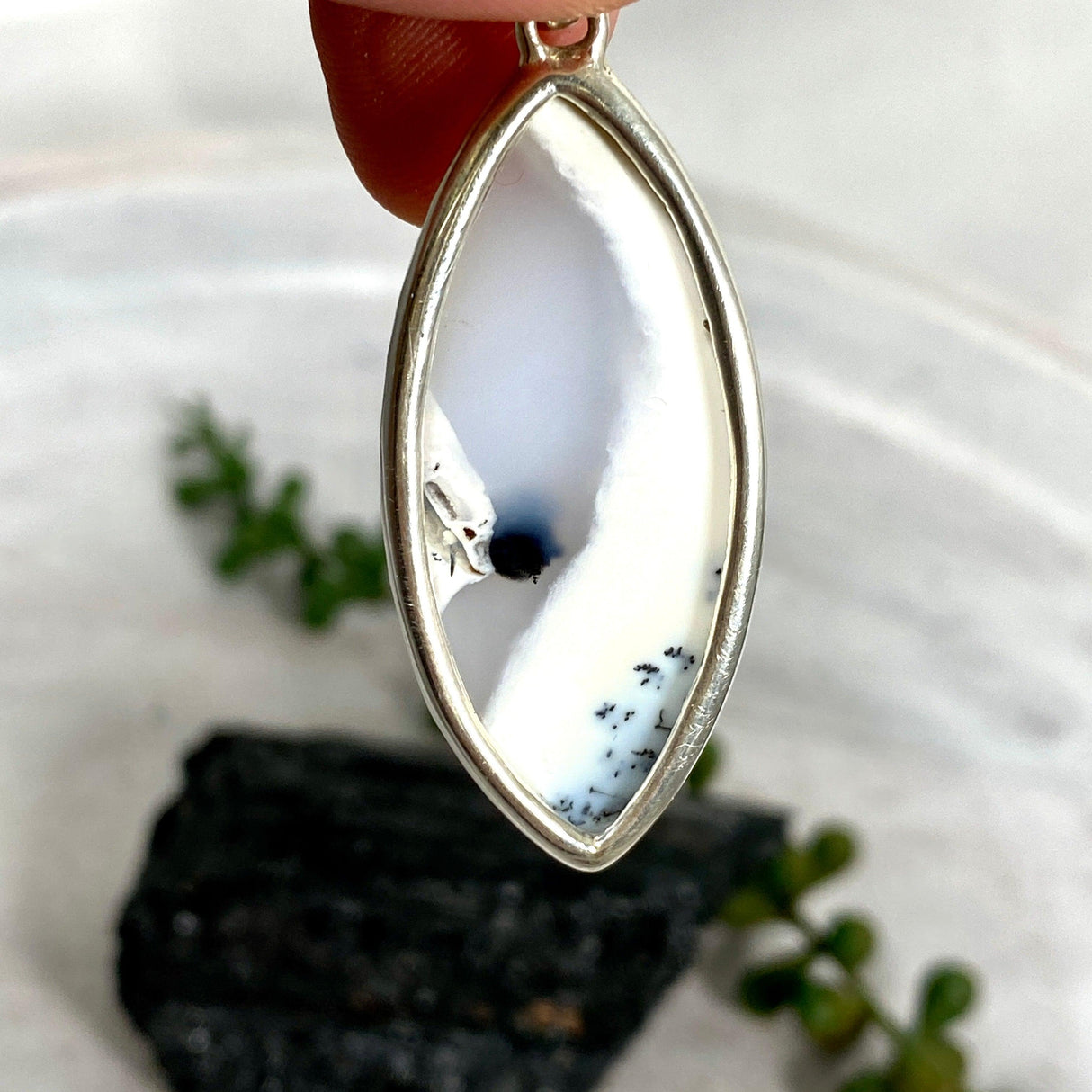 Dendritic Opal marquise pendant KPGJ3016 - Nature's Magick