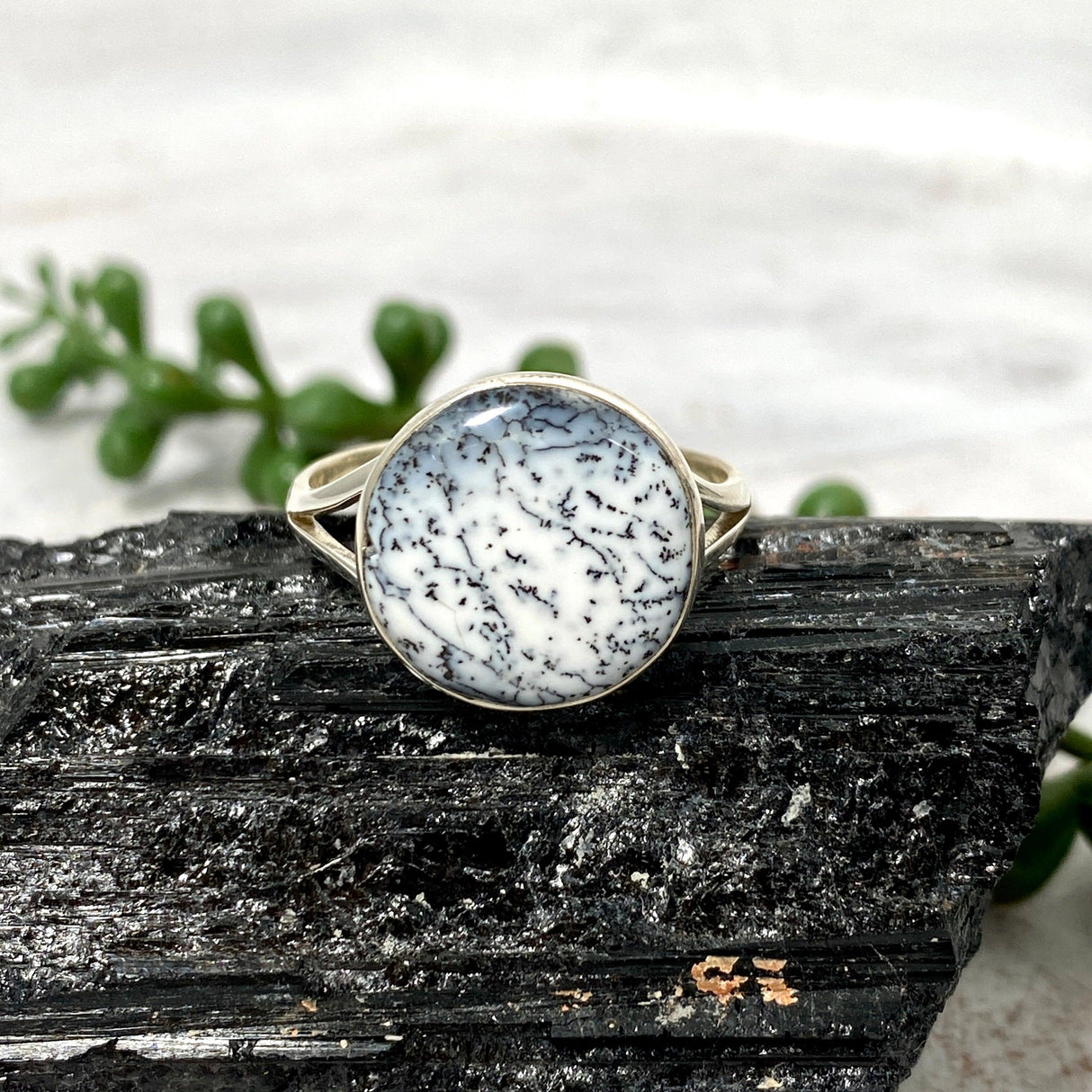 Dendritic Opal round ring s.10 KRGJ2295 - Nature's Magick