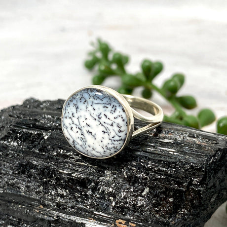 Dendritic Opal round ring s.10 KRGJ2295 - Nature's Magick