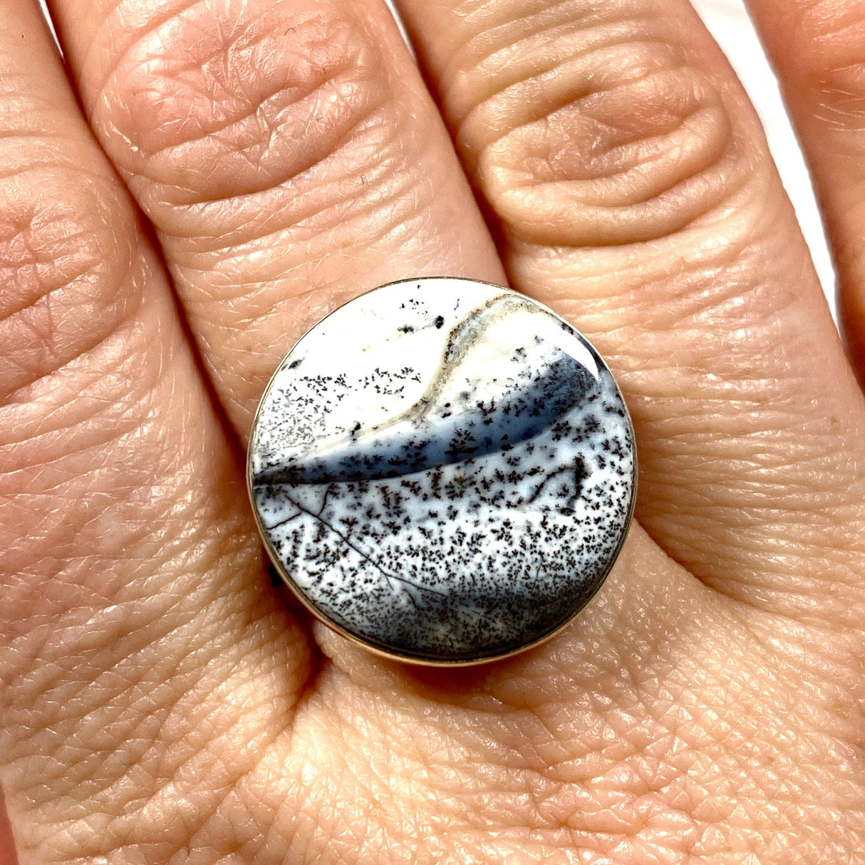 Dendritic Opal round ring s.11 KRGJ2296 - Nature's Magick