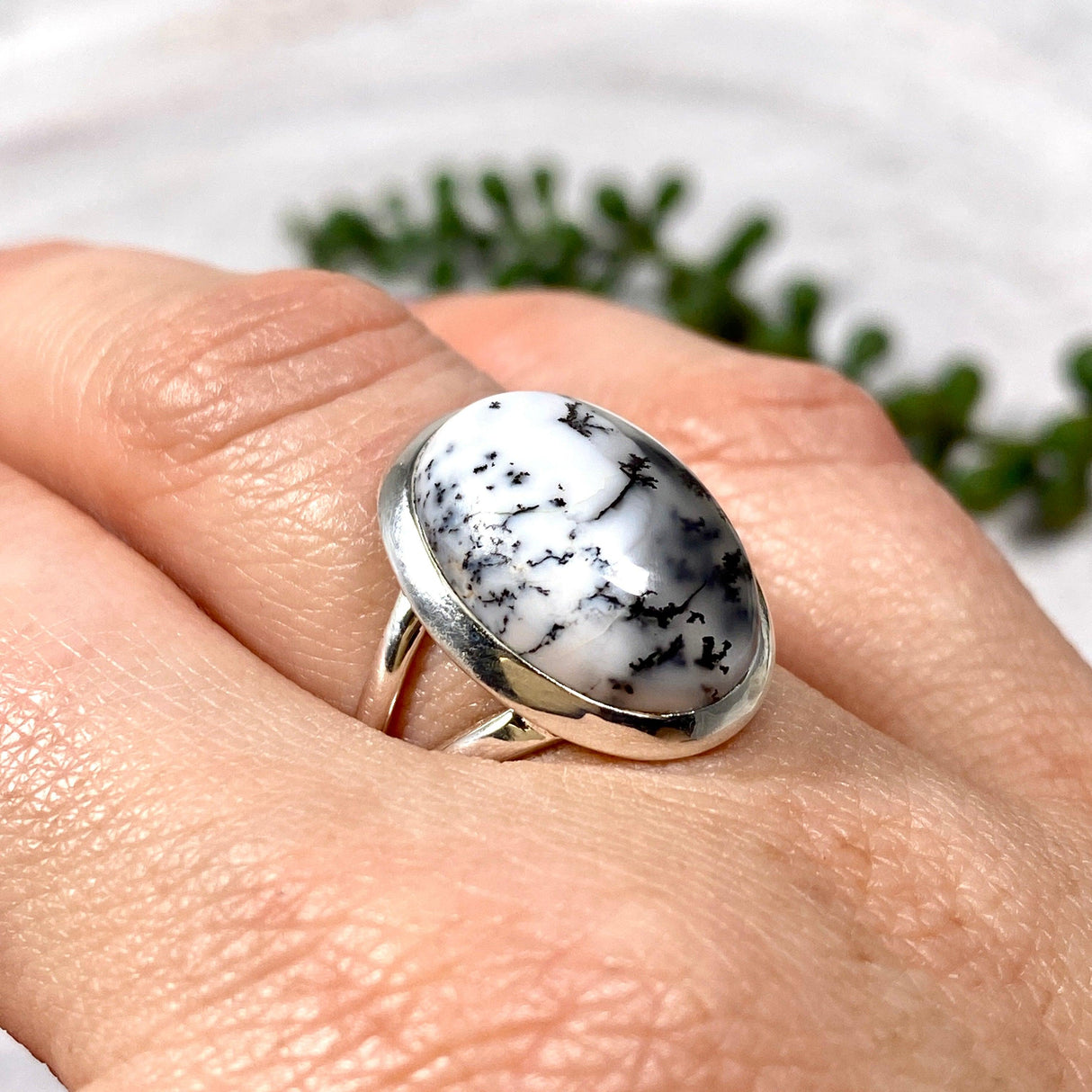Dendritic Opal small oval ring s.7 KRGJ2791 - Nature's Magick