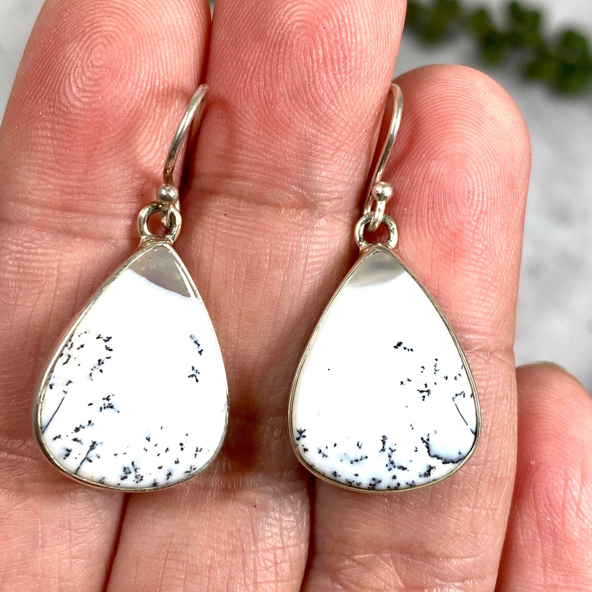 Dendritic Opal teardrop earrings KEGJ1017 - Nature's Magick