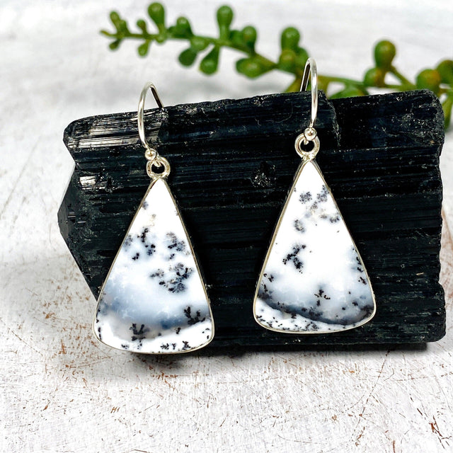 Dendritic Opal triangle earrings KEGJ1287 - Nature's Magick