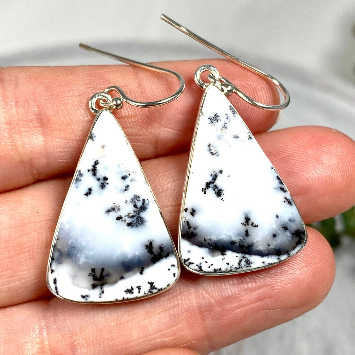 Dendritic Opal triangle earrings KEGJ1287 - Nature's Magick