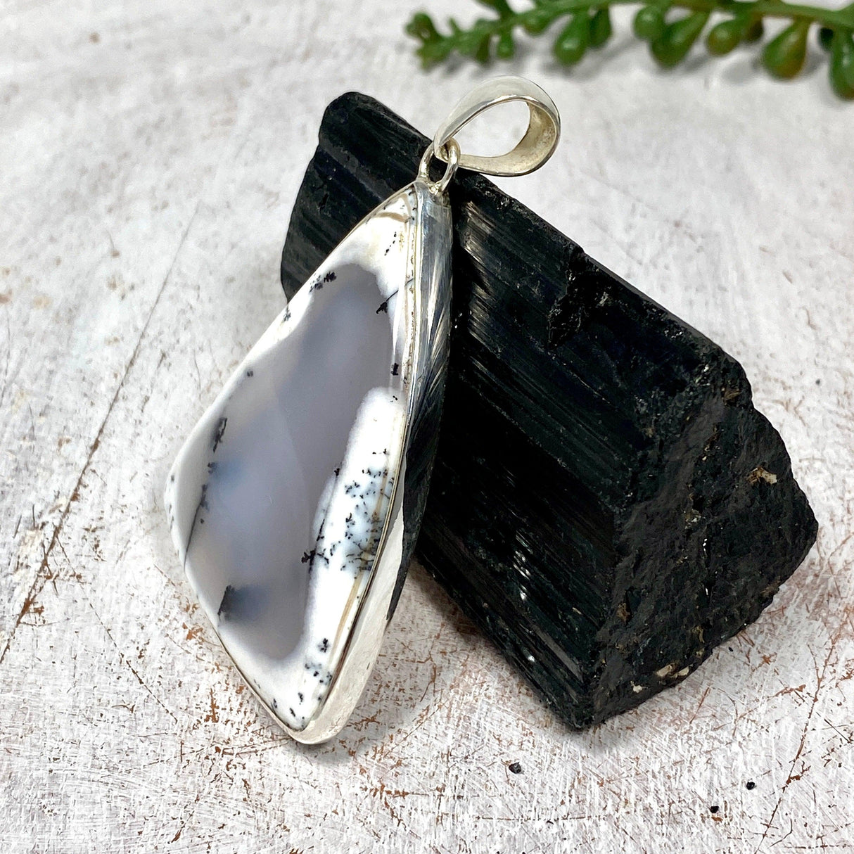 Dendritic Opal triangular pendant KPGJ3563 - Nature's Magick