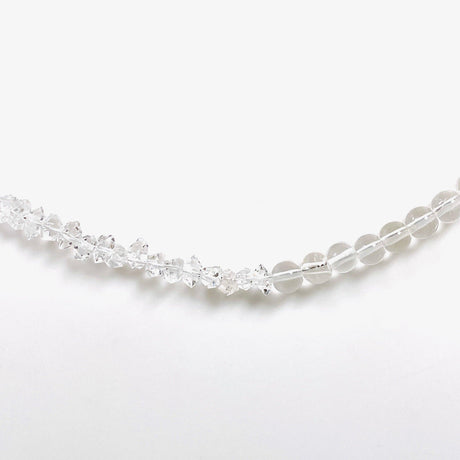 Diamond Quartz Crystals with Round Clear Quartz bead necklace 5mm - Nature's Magick