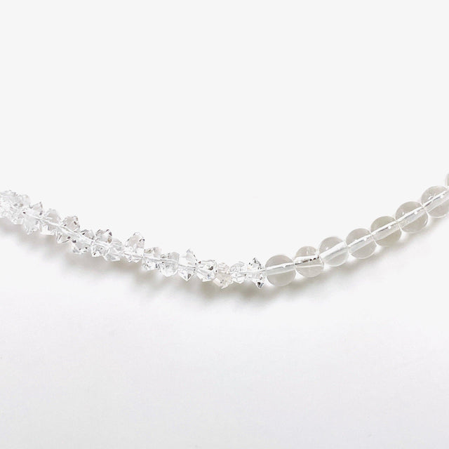 Diamond Quartz Crystals with Round Clear Quartz bead necklace 5mm - Nature's Magick