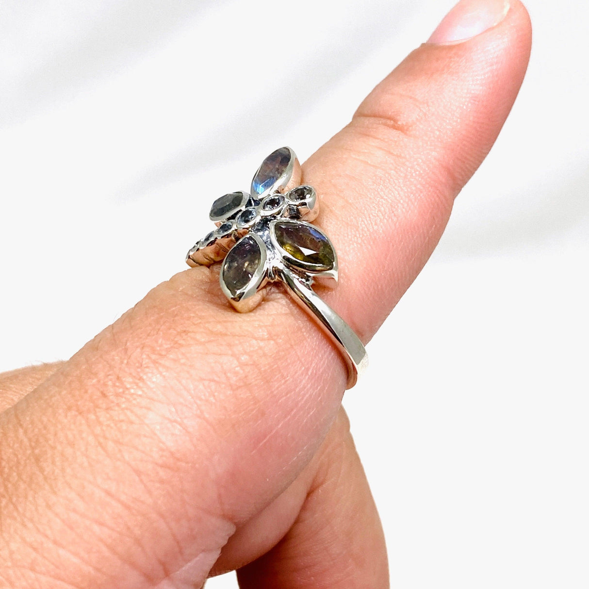 Dragonfly Ring with Faceted Labradorite R3887 - Nature's Magick