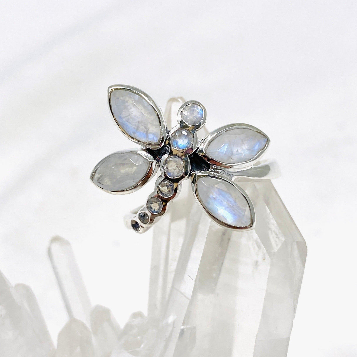 Dragonfly Ring with Faceted Moonstone R3887 - Nature's Magick