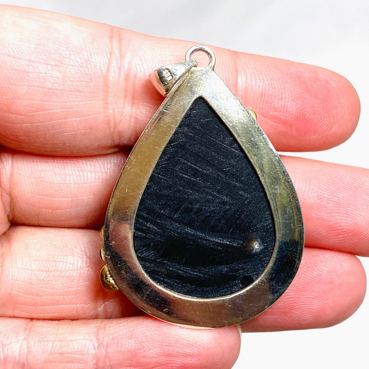 Druzy Agate Teardrop Pendant with Brass Accents KPGJ4359 - Nature's Magick