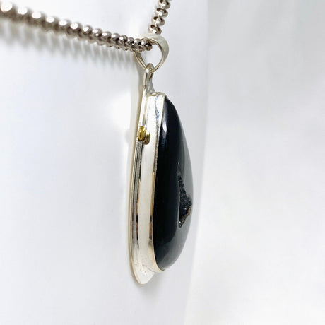 Druzy Agate Teardrop Pendant with Brass Accents KPGJ4359 - Nature's Magick