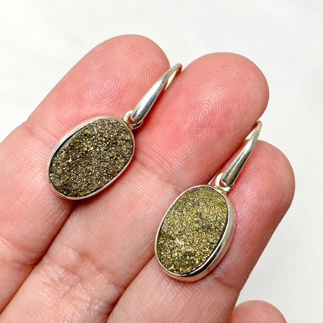 Druzy Pyrite Oval Earrings PEGJ160 - Nature's Magick