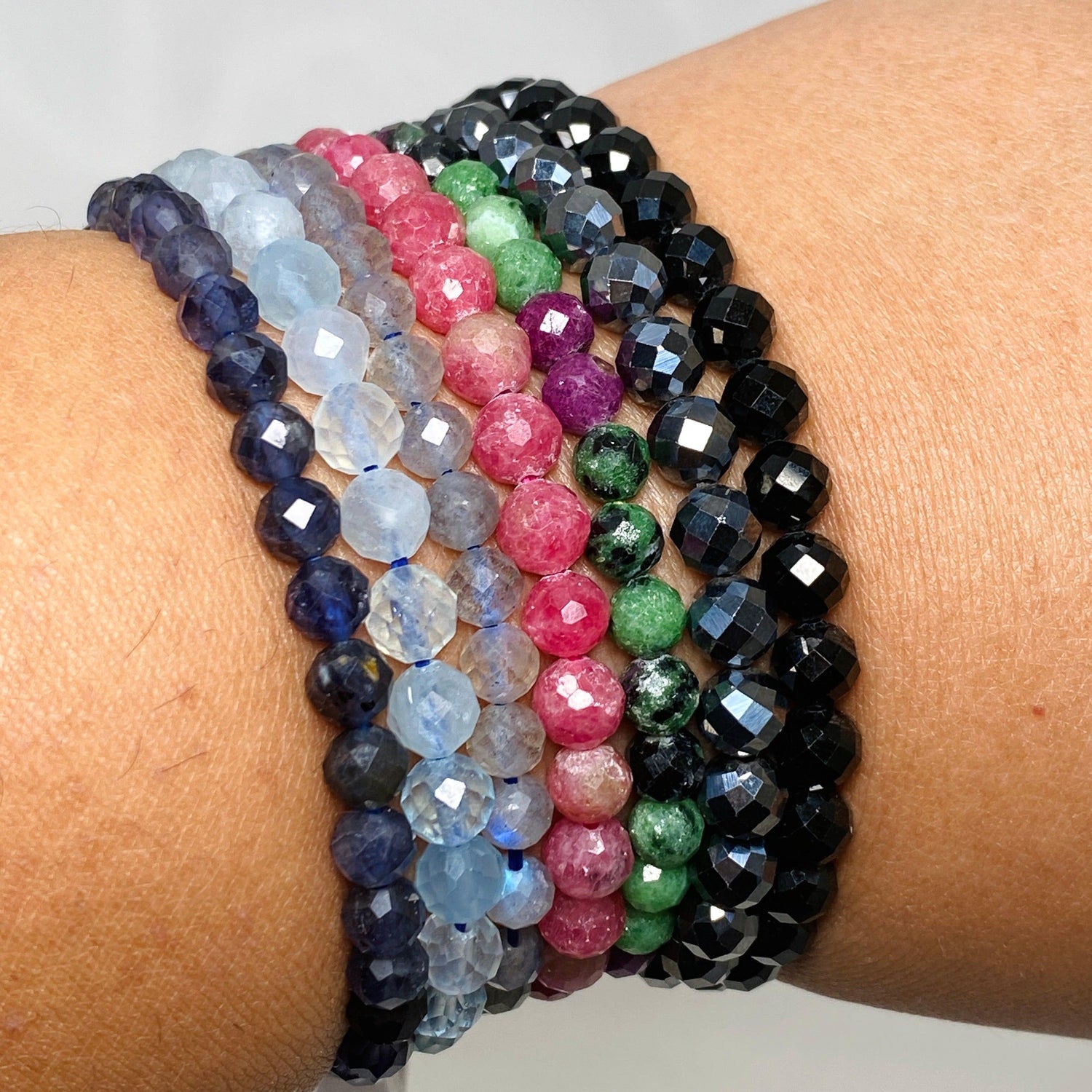 Faceted Round Gemstone Bracelet 5-6mm - Nature's Magick