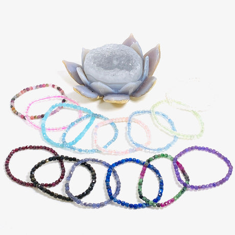 Faceted Square Gemstone Bracelet 4mm - Nature's Magick