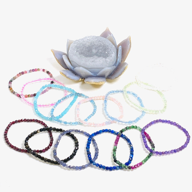 Faceted Square Gemstone Bracelet 4mm - Nature's Magick