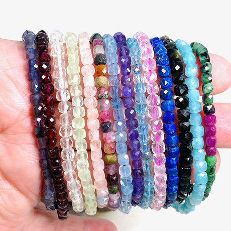 Faceted Square Gemstone Bracelet 4mm - Nature's Magick