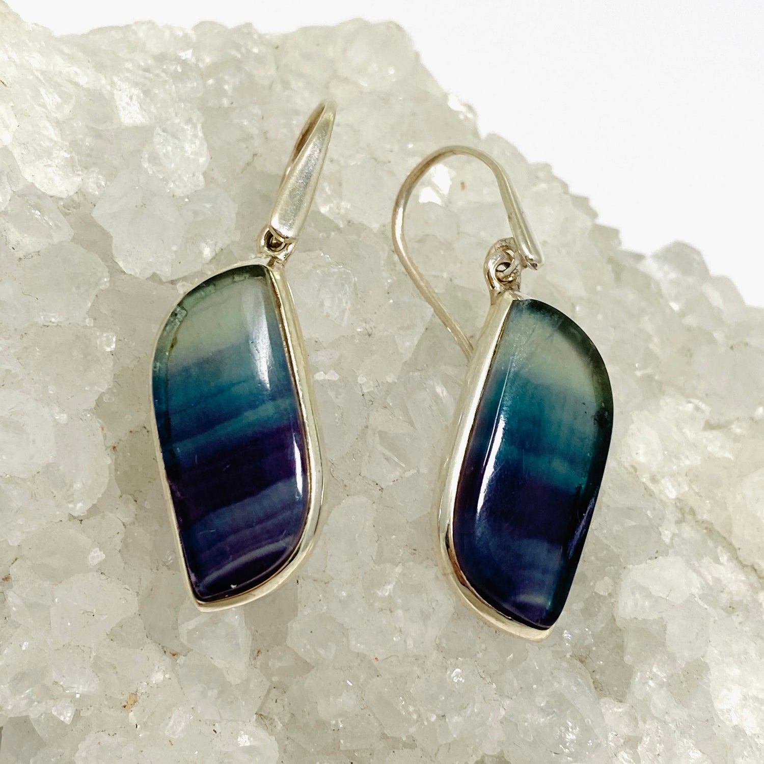 Fluorite Freeform Cabochon Earrings PEGJ311