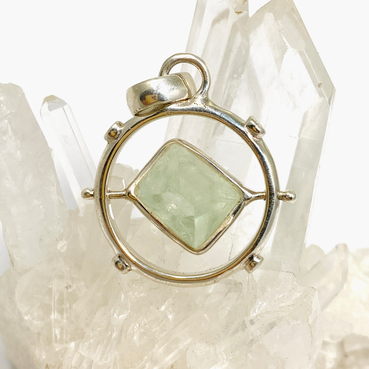 Fluorite Octohedron Raw Crystal Pendant GPJ20