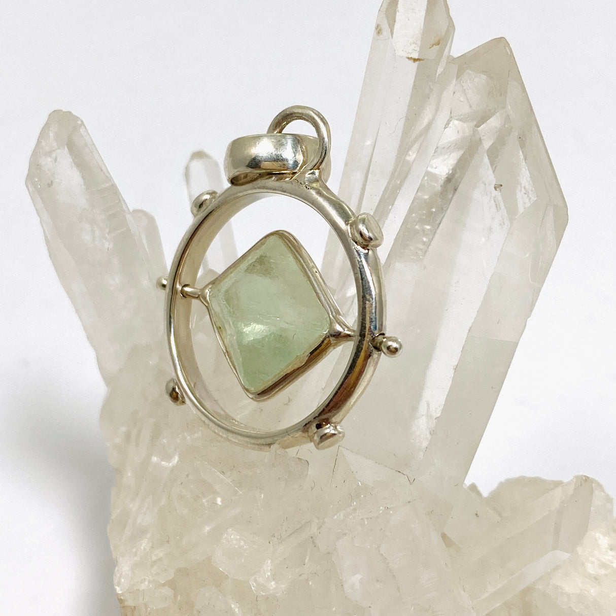 Fluorite Octohedron Raw Crystal Pendant GPJ20