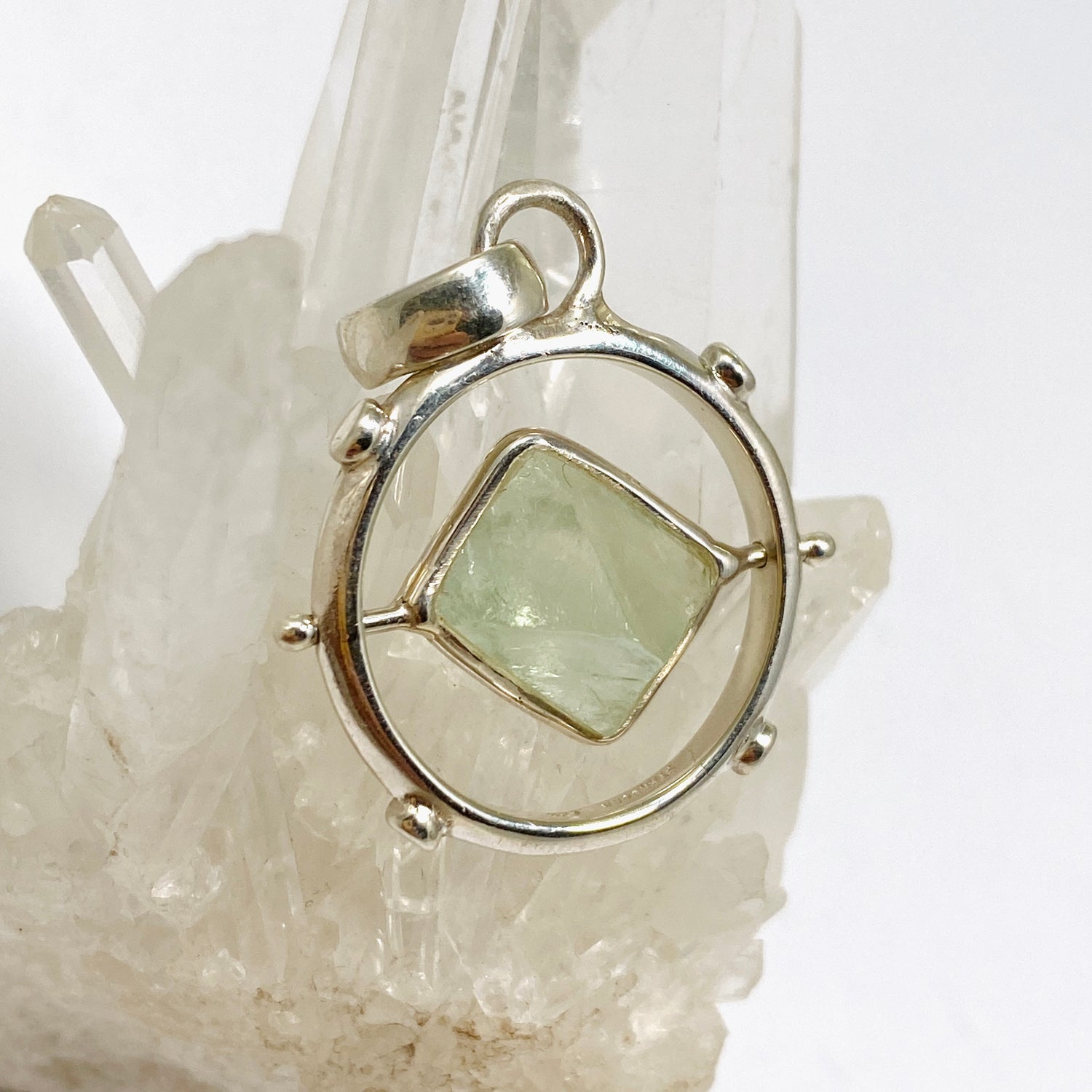 Fluorite Octohedron Raw Crystal Pendant GPJ20