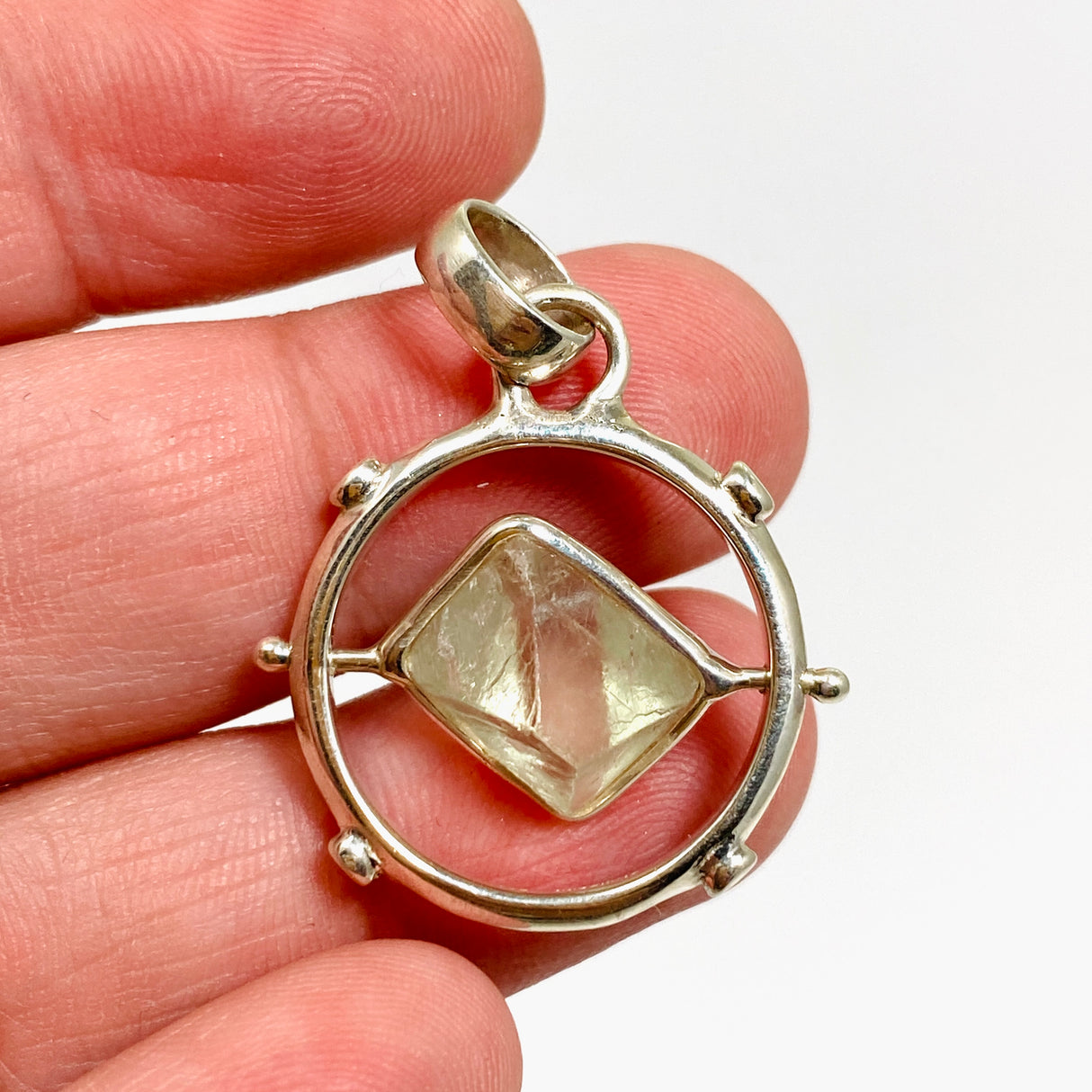 Fluorite Octohedron Raw Crystal Pendant GPJ20