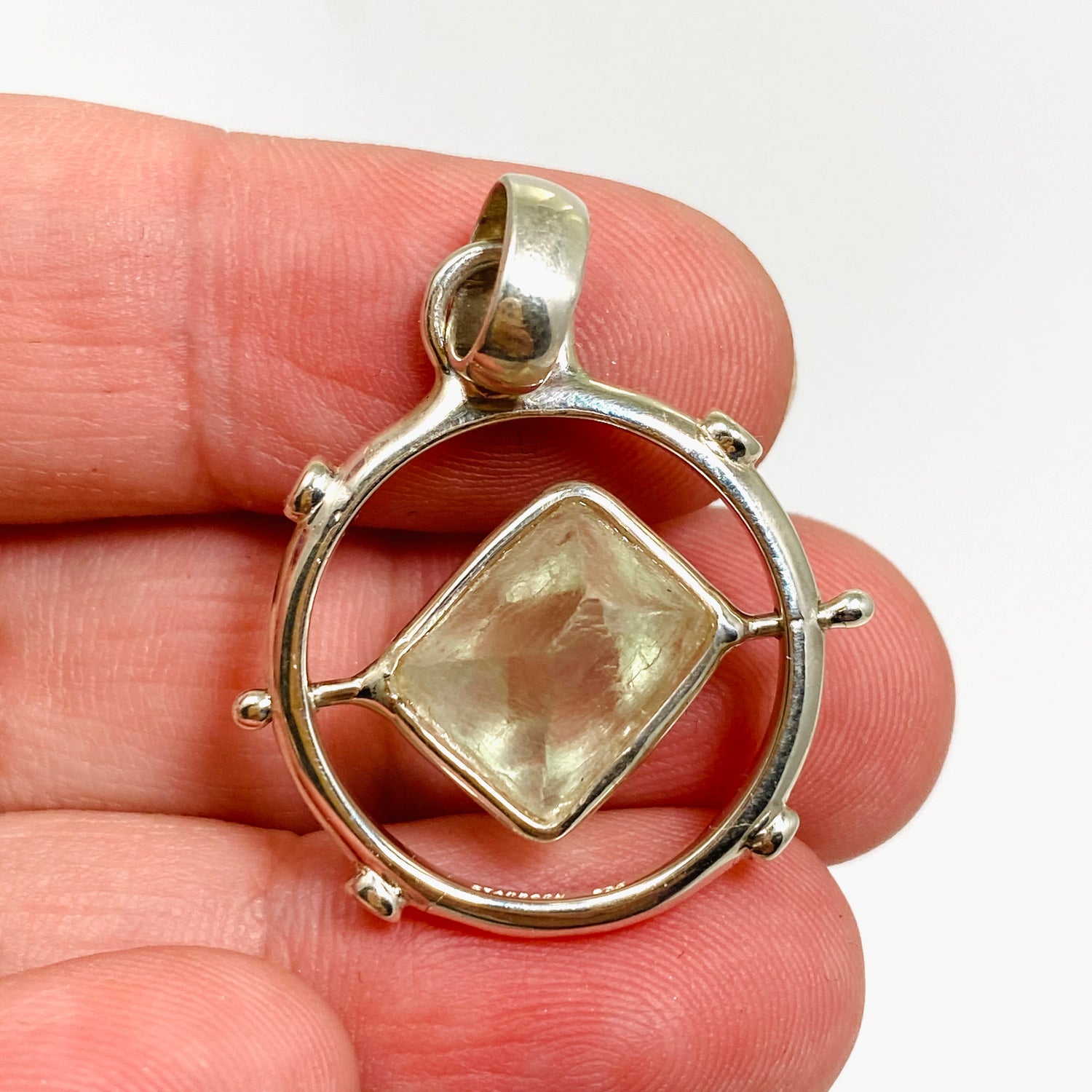 Fluorite Octohedron Raw Crystal Pendant GPJ20