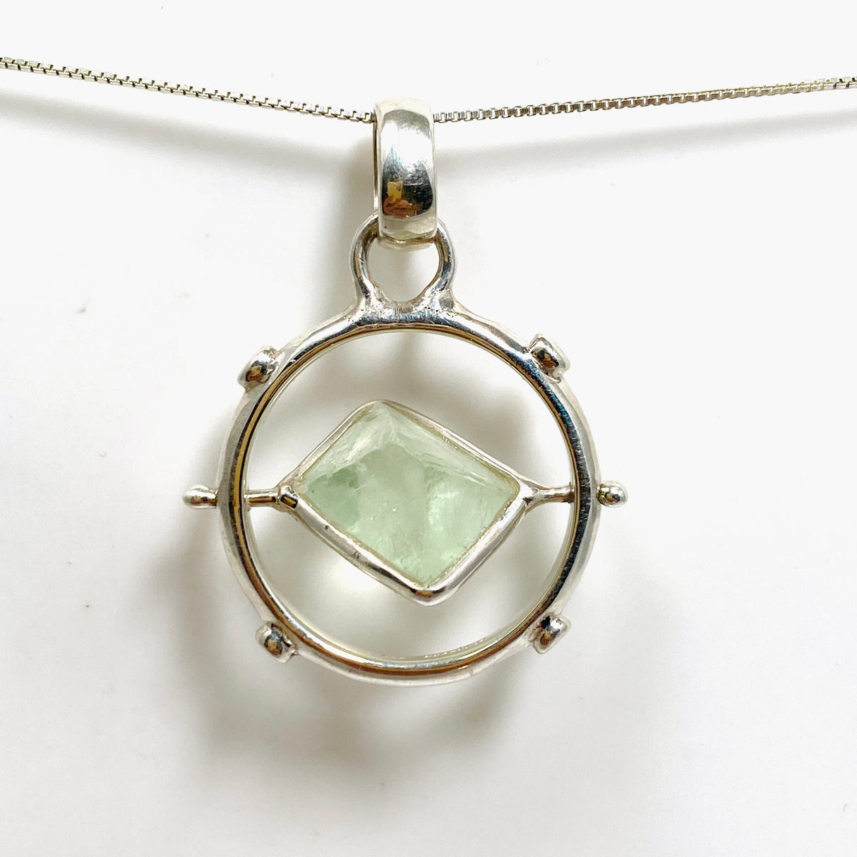 Fluorite Octohedron Raw Crystal Pendant GPJ20