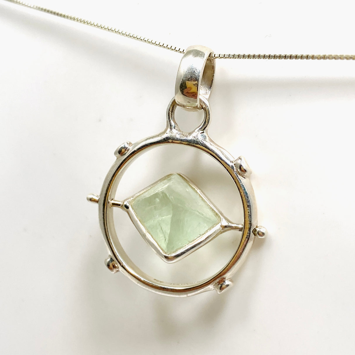 Fluorite Octohedron Raw Crystal Pendant GPJ20