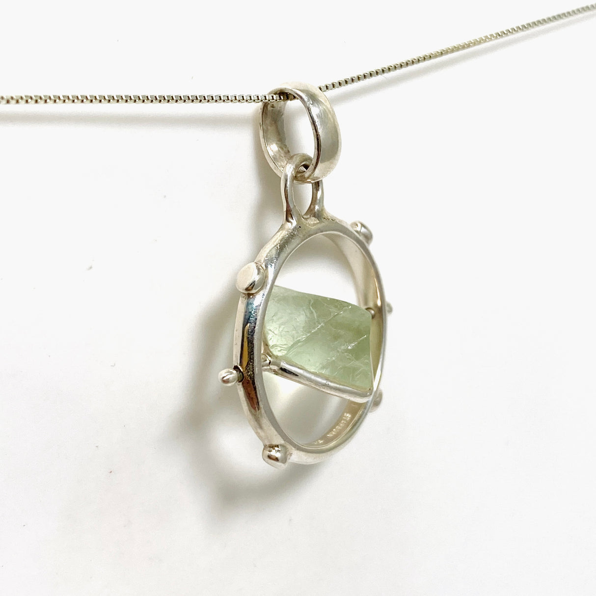Fluorite Octohedron Raw Crystal Pendant GPJ20