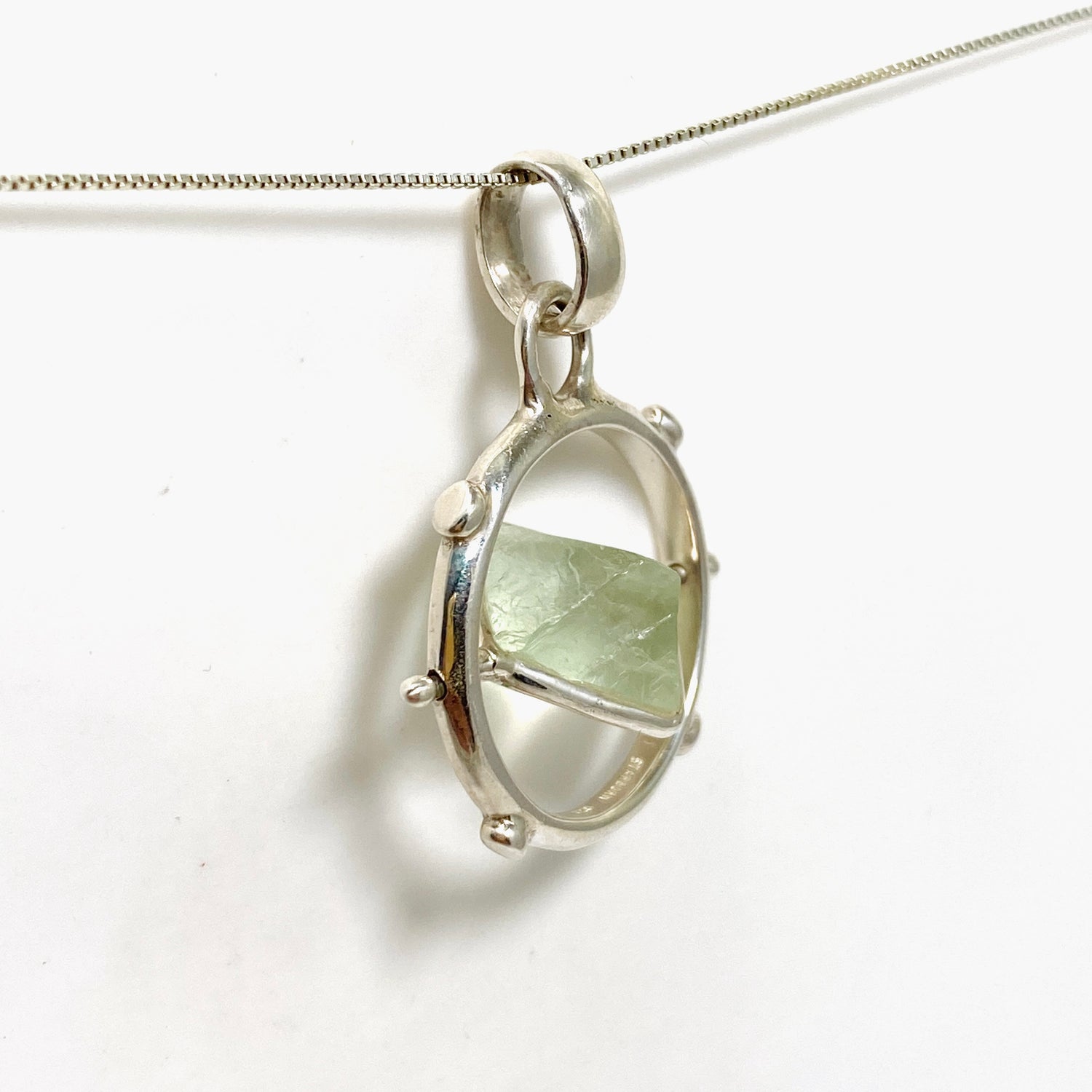 Fluorite Octohedron Raw Crystal Pendant GPJ20