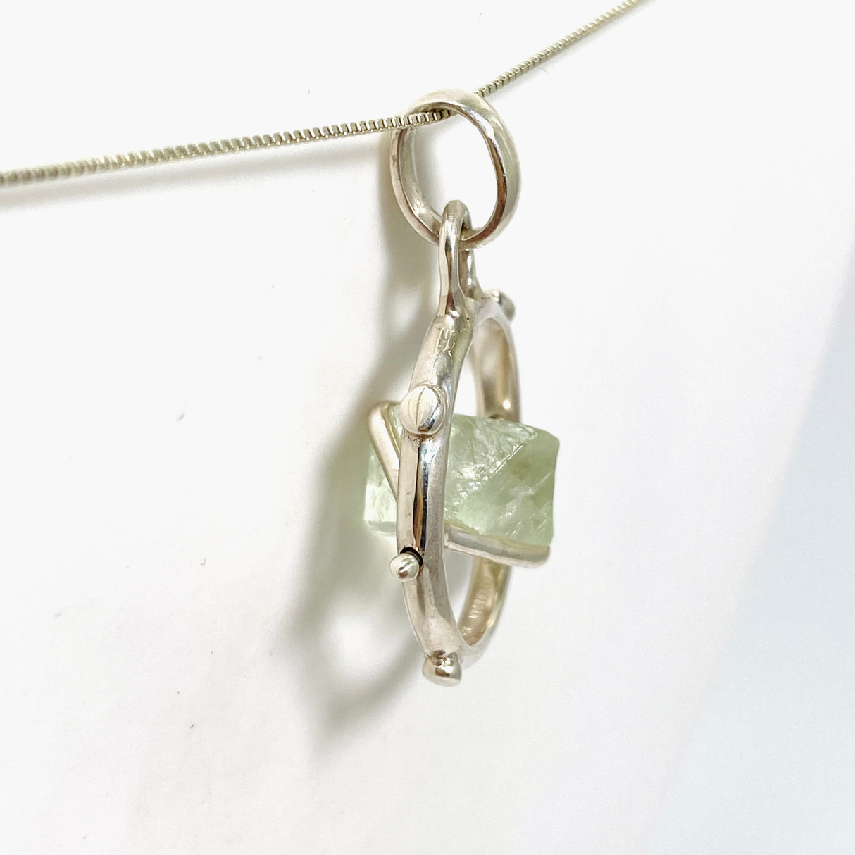 Fluorite Octohedron Raw Crystal Pendant GPJ20