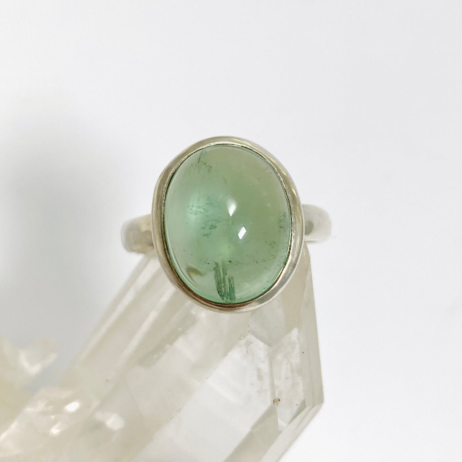 Fluorite Oval Cabochon Ring Size 5.5 PRGJ644