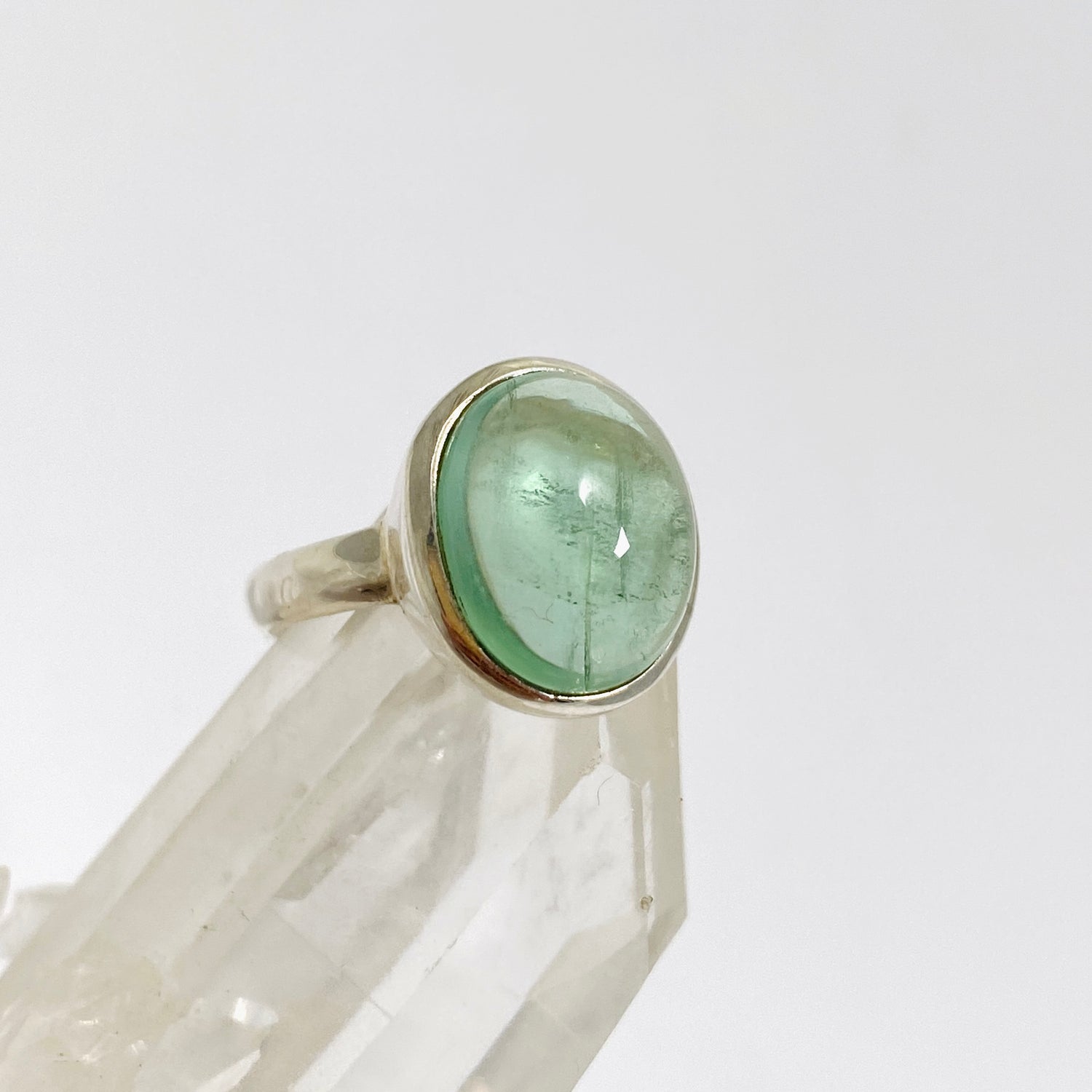 Fluorite Oval Cabochon Ring Size 5.5 PRGJ644
