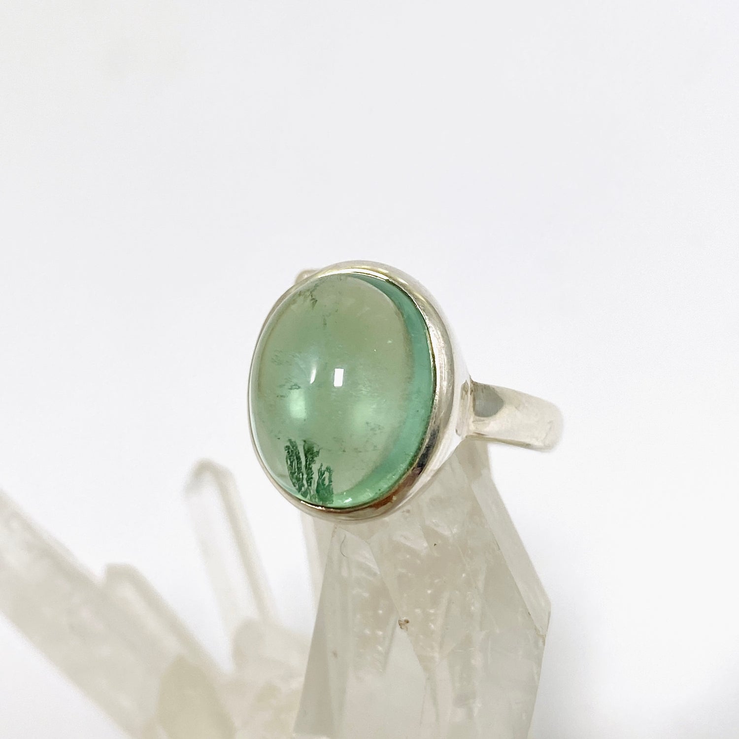 Fluorite Oval Cabochon Ring Size 5.5 PRGJ644