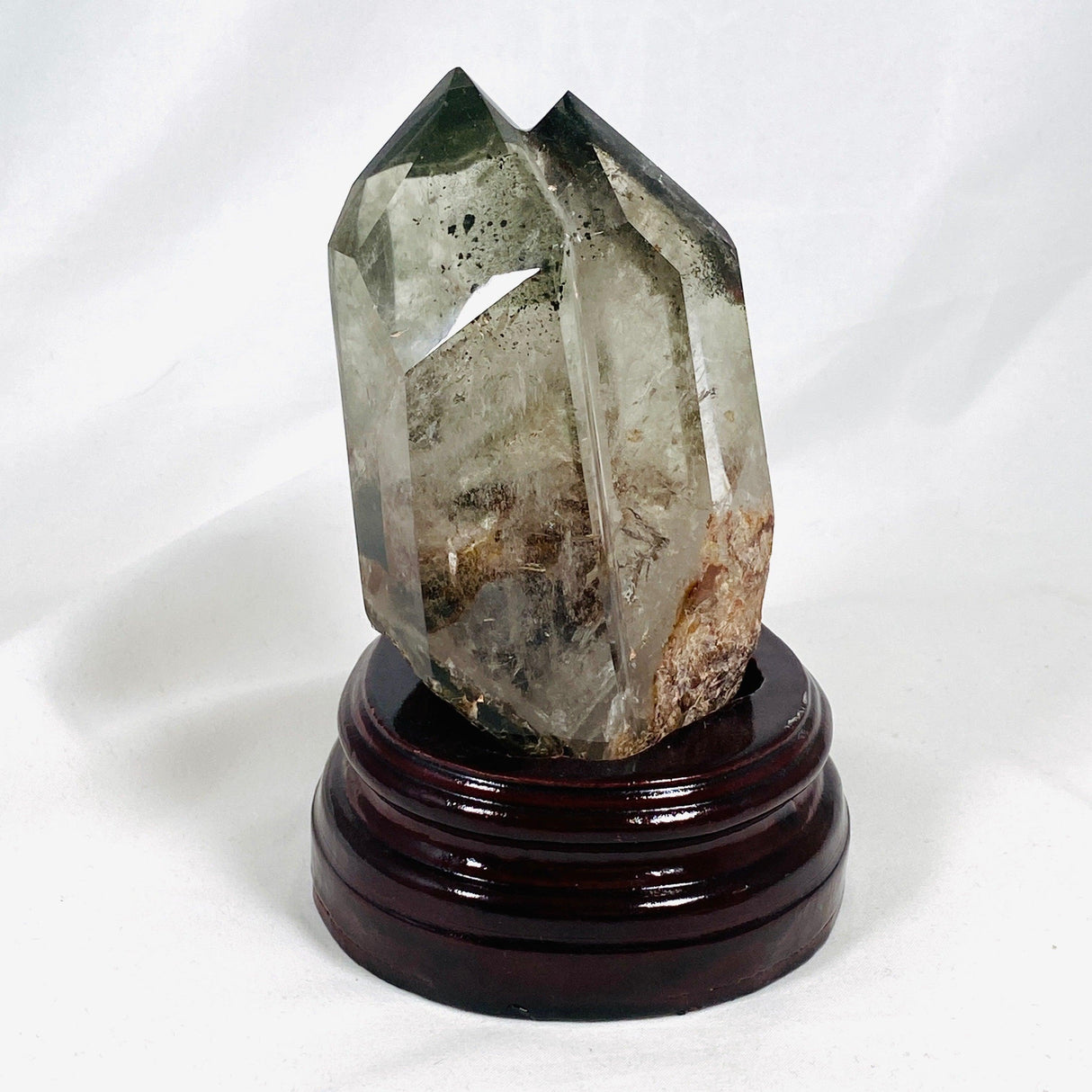 Garden Quartz polished twin crystal on stand - Nature's Magick