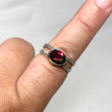 Garnet Faceted Oval Decorative Split Band Ring R3861 - Nature's Magick