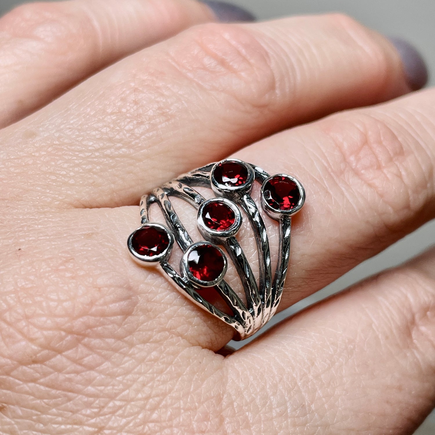 Garnet Multi-stone Faceted Gemstone Ring R3875