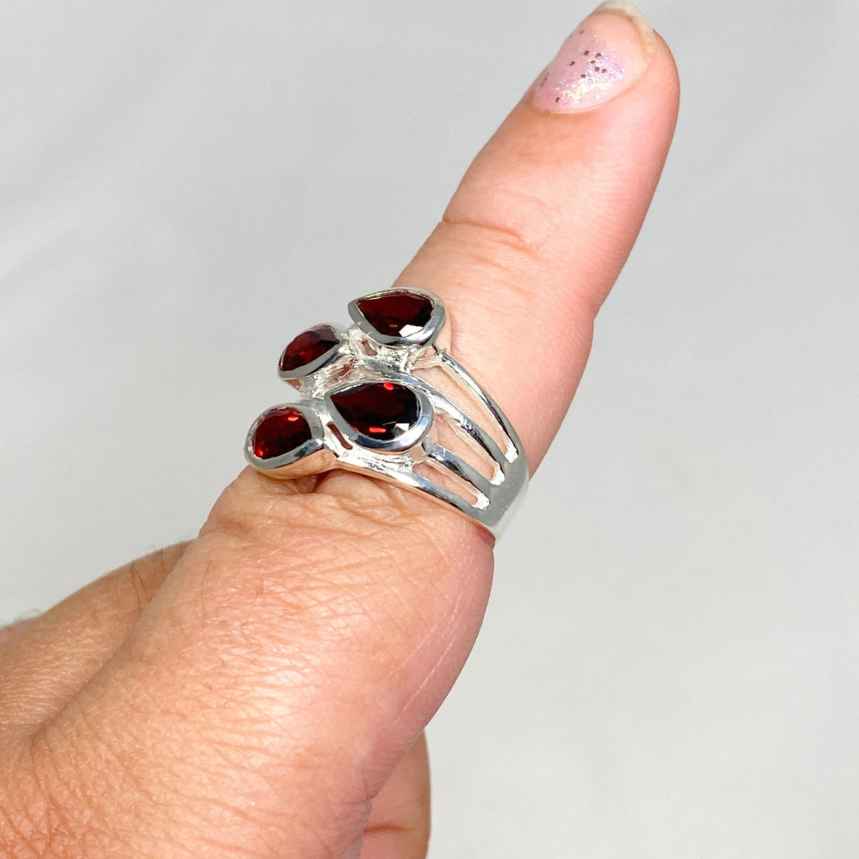 Garnet Multi-stone Faceted Teardrop Ring R3815 - Nature's Magick