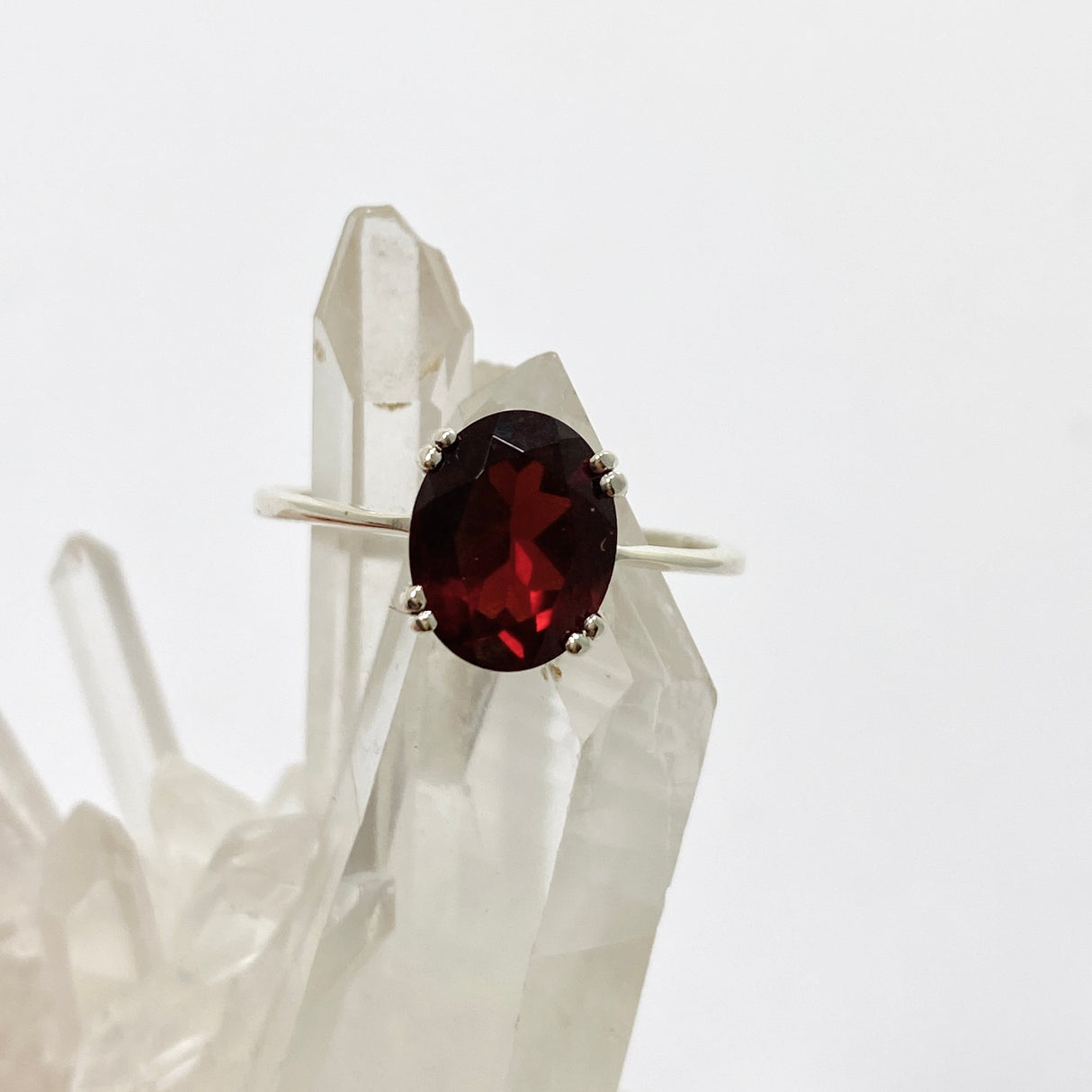 Garnet Oval Faceted Ring Size 10 PRGJ926