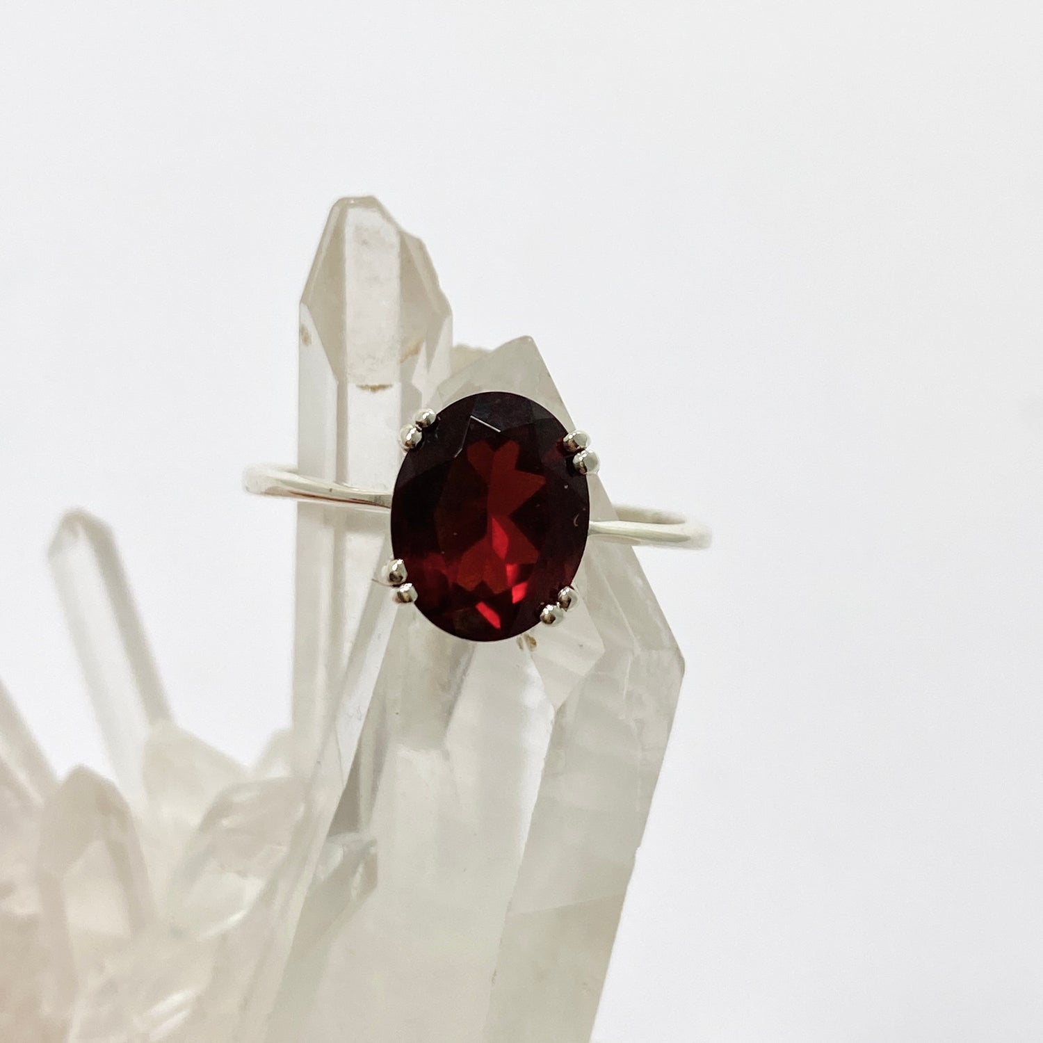 Garnet Oval Faceted Ring Size 10 PRGJ926