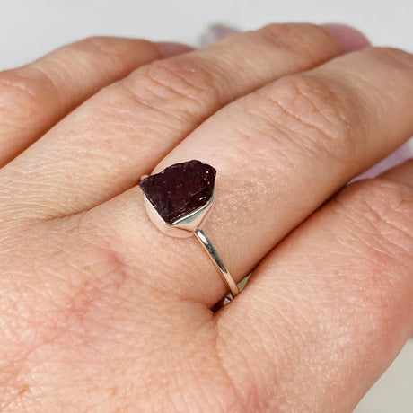Garnet Raw Crystal Fine Band Ring R3701-GA - Nature's Magick