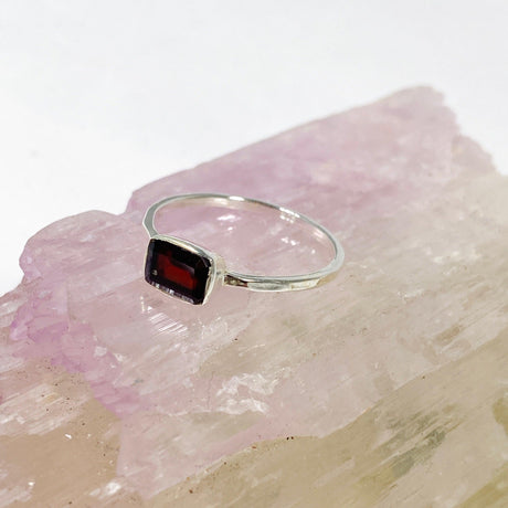 Garnet Rectangular Faceted Fine Band Ring R3793-GA - Nature's Magick