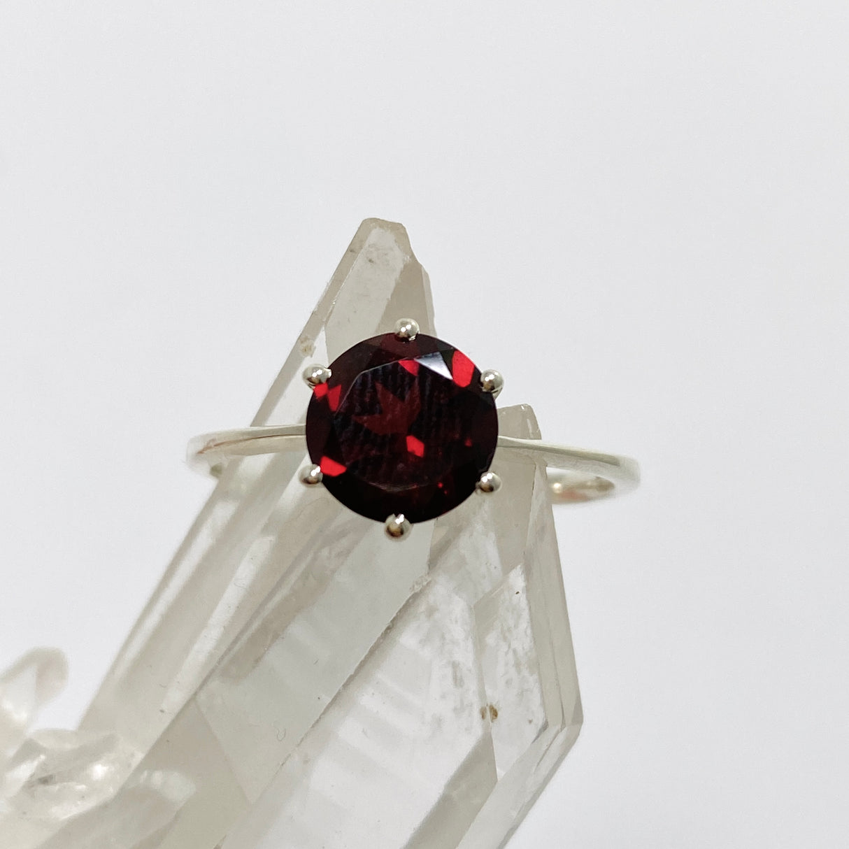 Garnet Round Faceted Ring Size 10 PRGJ925
